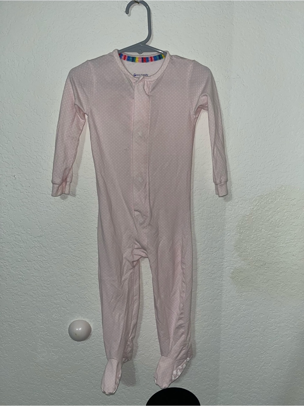Magnetic Me pink and white polka dot toddler girl footie pajamas